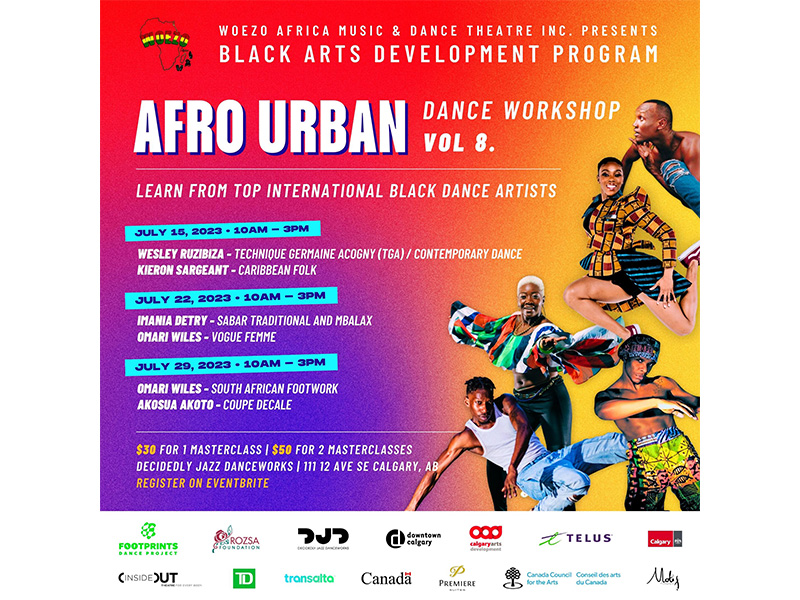 A poster promoting Woezo Africa's Afro Urban Dance Workshop Vol. 8