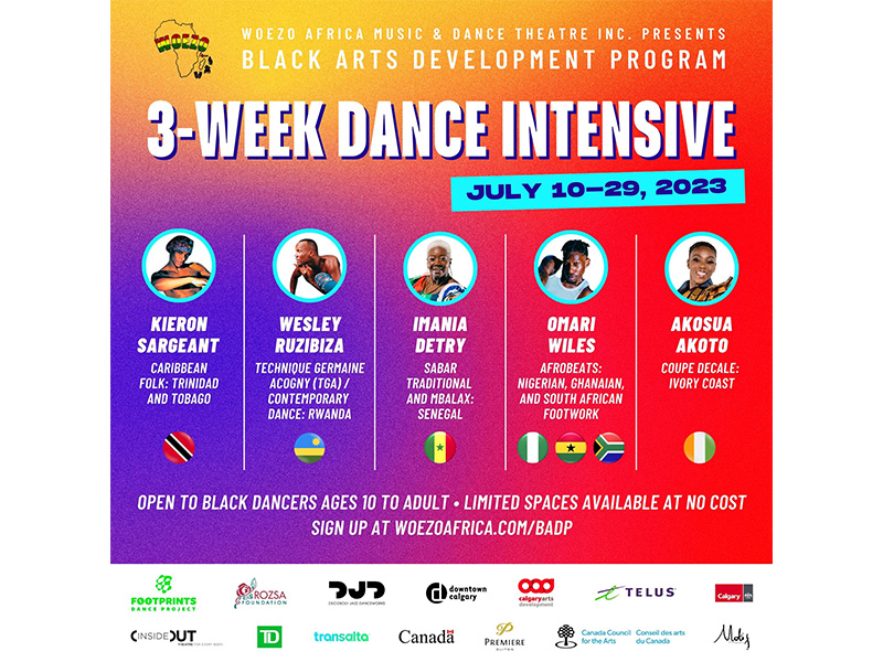 A poster for Woezo's 3-Week Dance Intensive