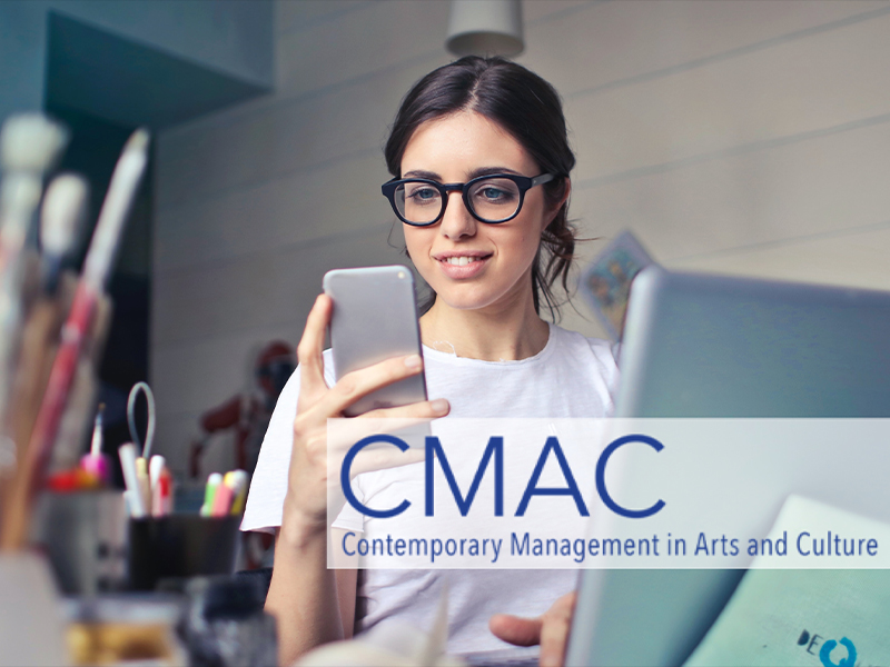 Student pictured over the copy: CMAC: Contemporary Management in Arts and Culture