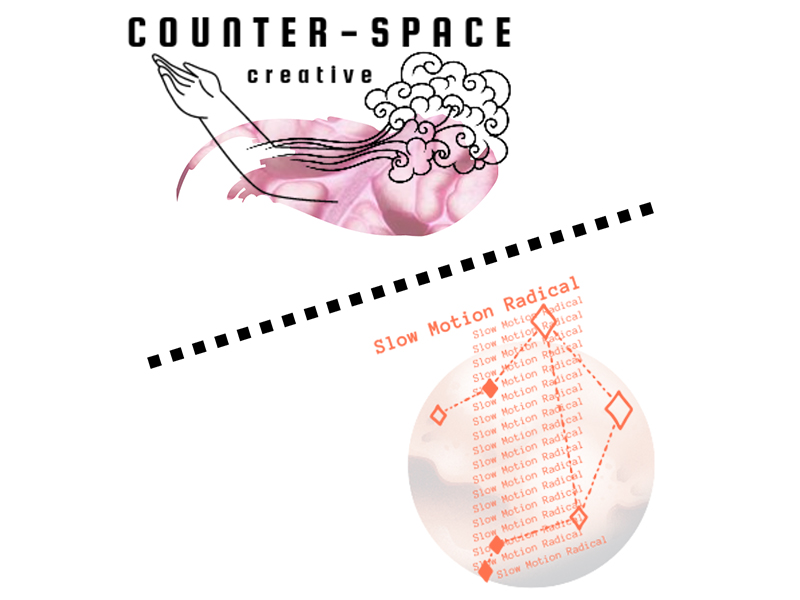 Logos for Counter Space Creative and Slow Motion Radical