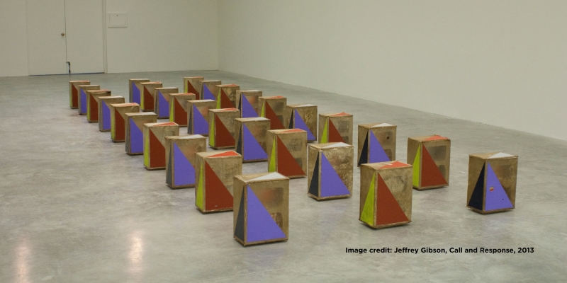 Photo of art installation | Image credit: Jeffrey Gibson, Call and Response, 2013