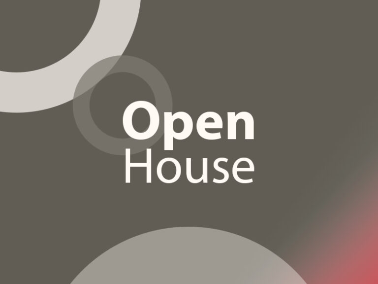 Graphic for an Open House with colour branding