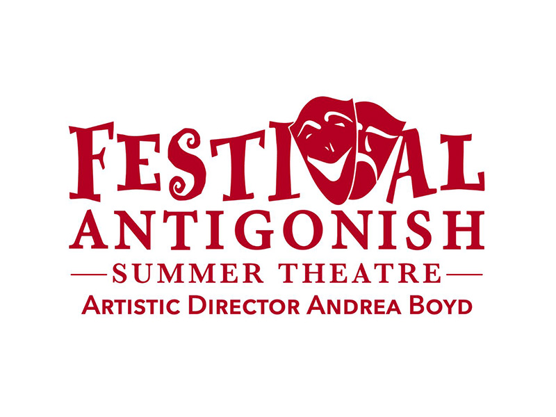 A red and white logo for Festival Antigonish Summer Theatre
