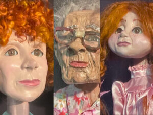 A montage of three puppets from the Festival of Animated Objects