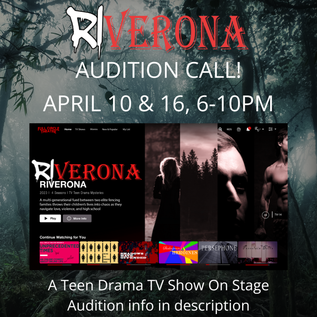 Graphic for Riverona's auditions starting April 10, 2024 at 6pm
A teen drama tv show on stage
