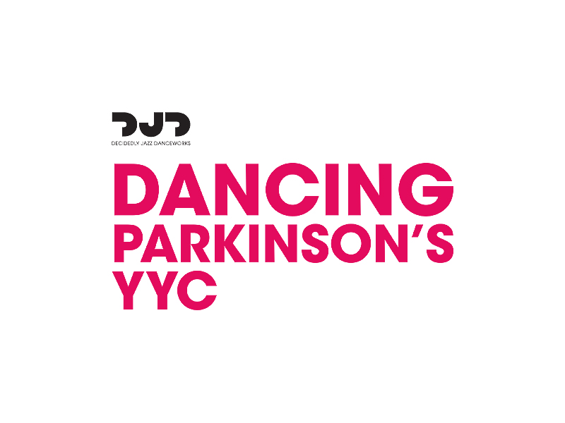 Decidedly Jazz Danceworks logo with branding for Dancing Parkinson's YYC