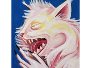 Artwork of cat with mouth open
