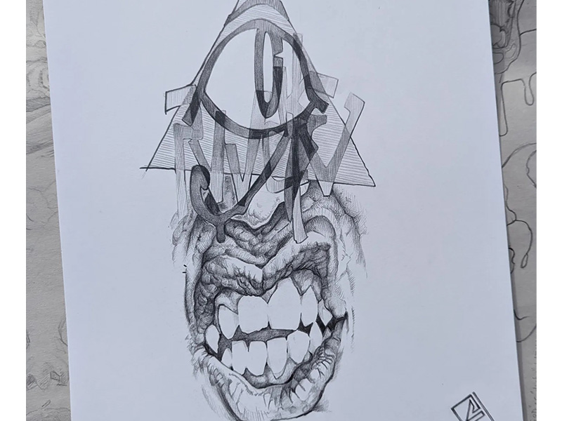 An illustration of a mouth and an abstract eye by Jeremy Leavitt