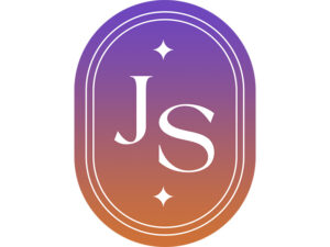 white, purple & orange logo for Jessica Semenoff