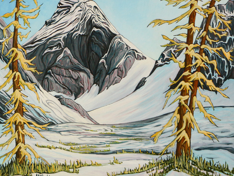 Winter mountain landscape artwork
