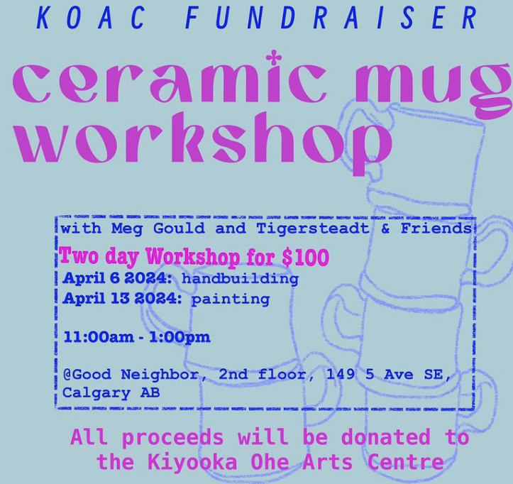KOAC Fundraiser graphic with Meg Gould and Tigersteadt & Friends, Two day workshop for $100