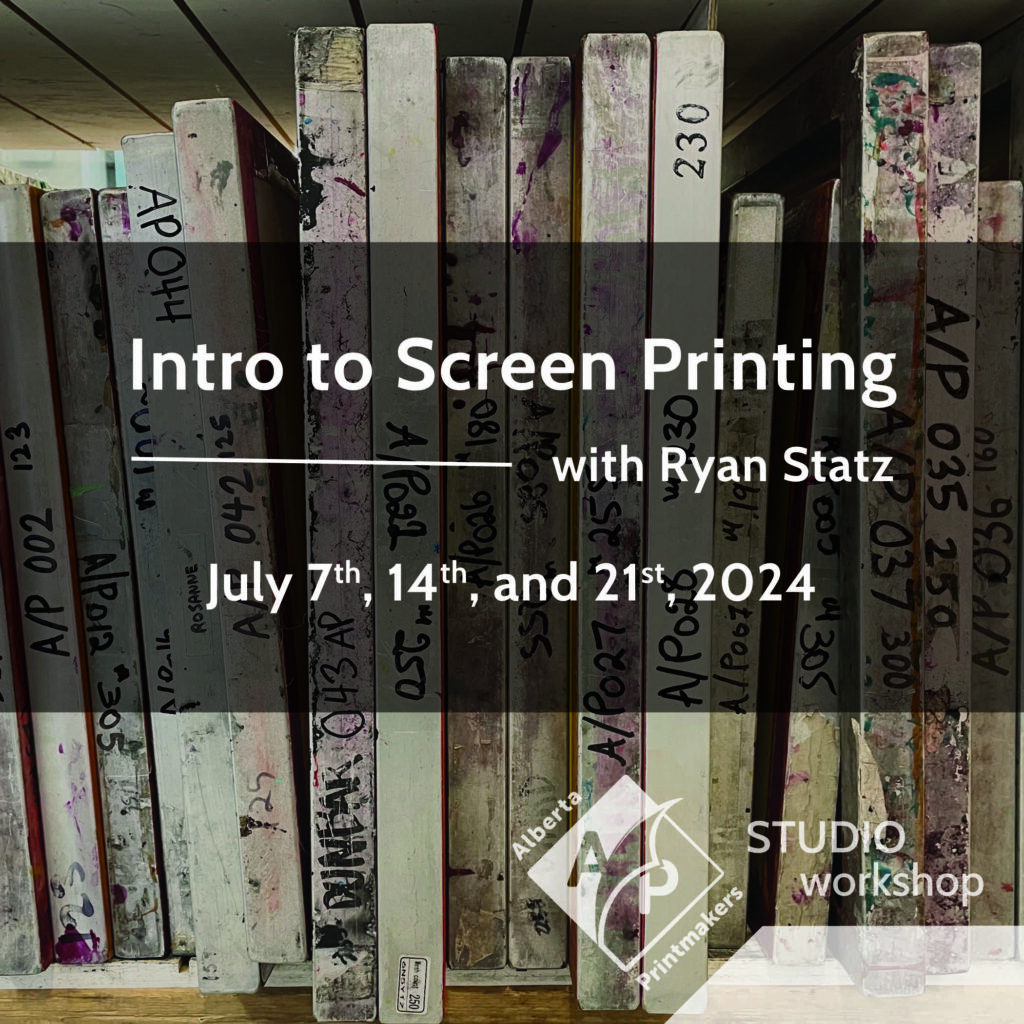 Graphic to promote the Intro to screen printing workshop with Ryan Statz.