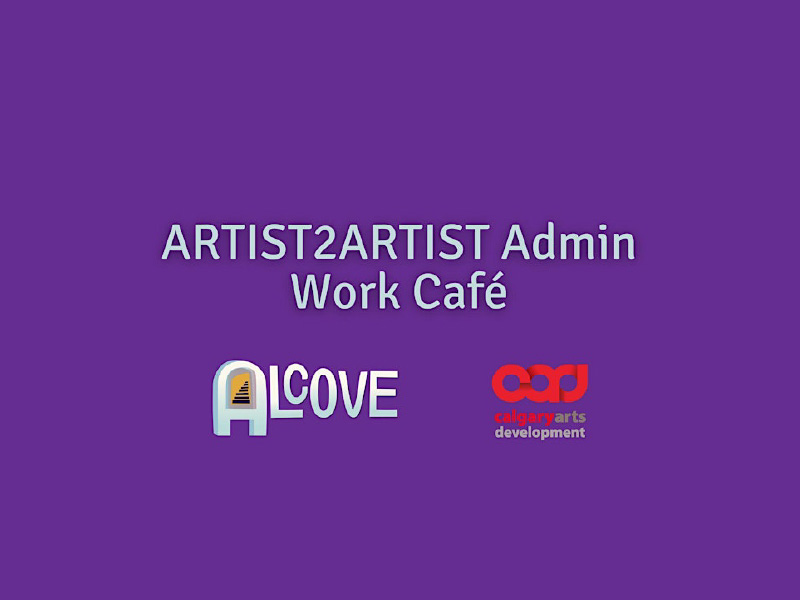 Purple graphic for Artist2Artist AdminWork Cafe