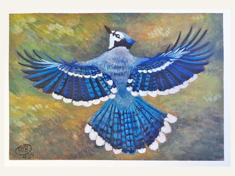 Artwork of flying blue bird