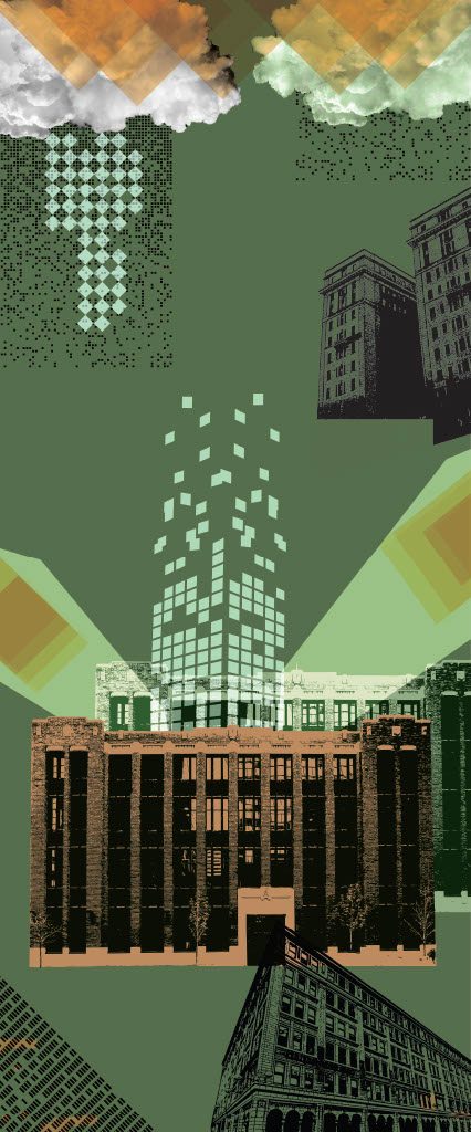A multi-media banner featuring Calgary buildings.