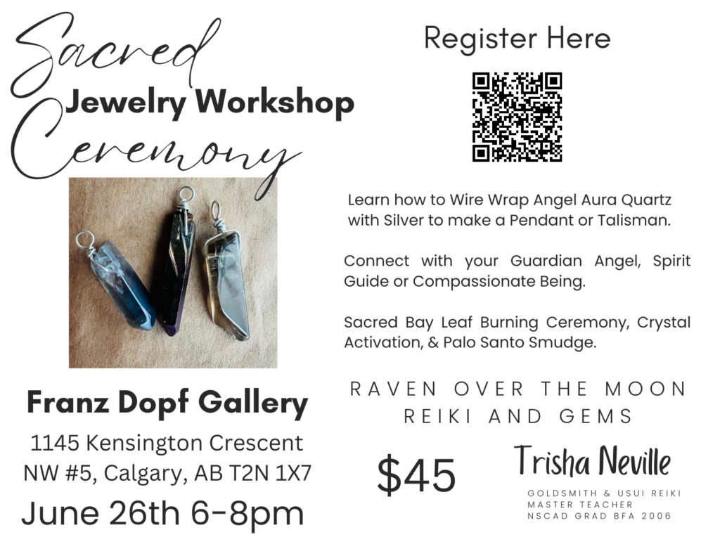 Graphic to promote the Sacred Ceremony and Jewlery Workshop, $45