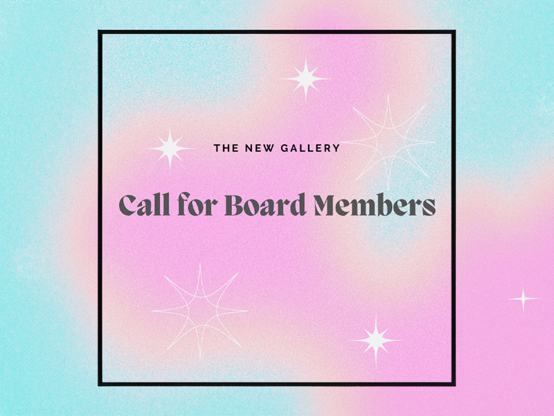 Colourful graphic for The New Gallery's board member call