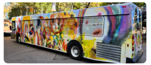 Calgary Transit bus with artwork by Katie Green