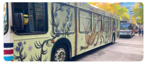 Calgary Transit bus with artwork by Paityn Savoie