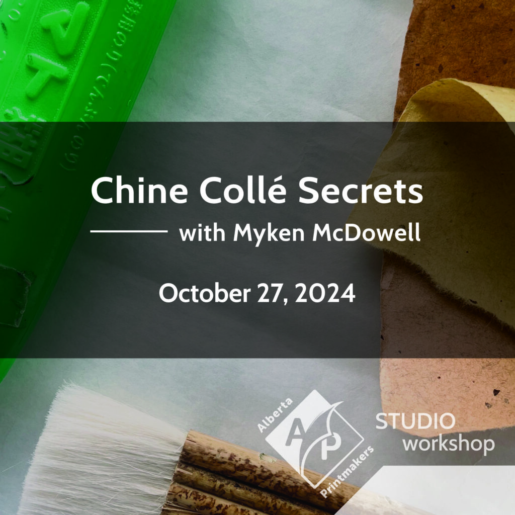 Chine-collé workshop graphic for Alberta Printmakers