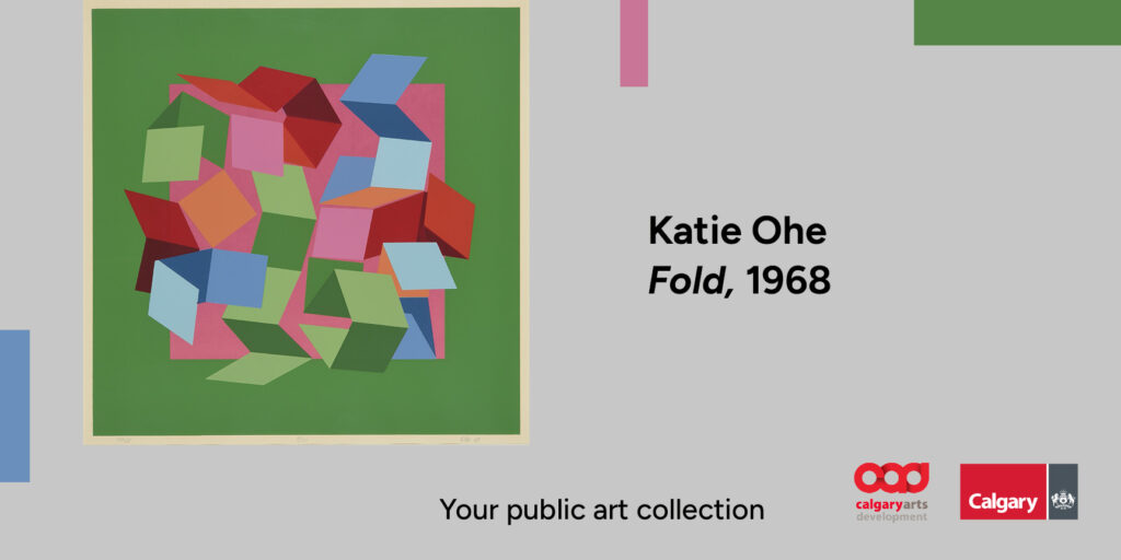 Billboard with artwork by Katie Ohe: Fold, 1968