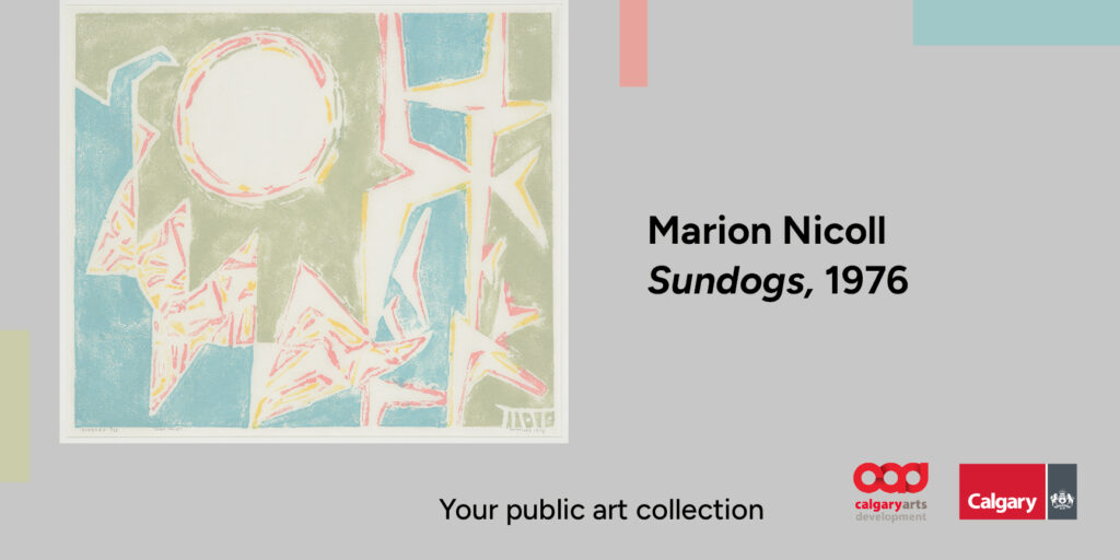 Billboard with artwork by Marion Nicoll: Sundogs, 1976