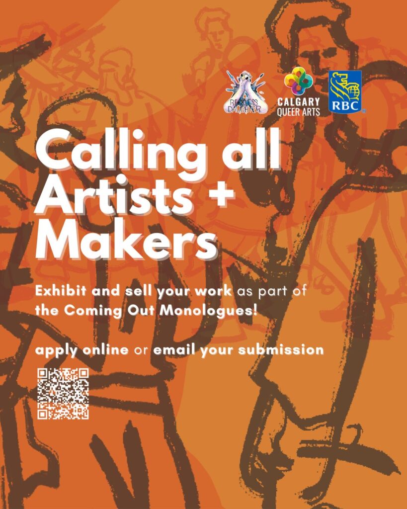 Graphic for Calgary Queer Arts call for artists and makers.