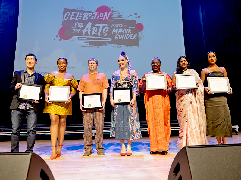 Winners of the 2024 Mayor's Celebration for the Arts on stage together