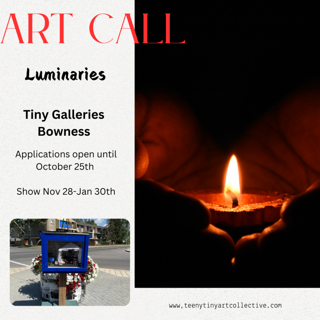 Art call graphic for Tiny Galleries Bowness, Applications are open until October 25th, 2024