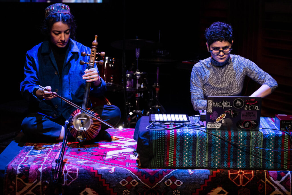 Photo: Musicians playing together at the Soundweavings residency at the Banff Centre