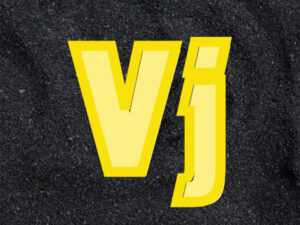 Black and yellow logo with the letters VJ