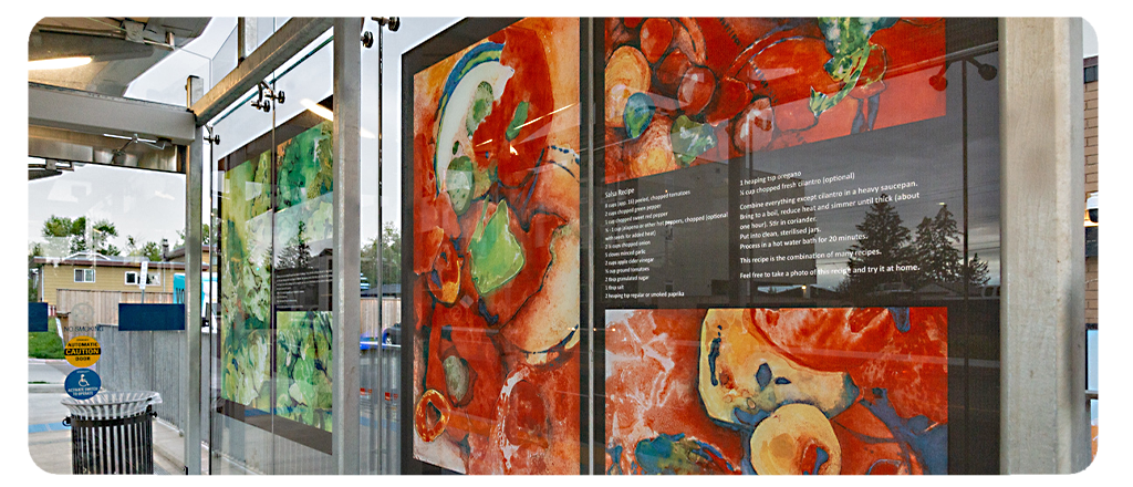 A digital reproduction of artwork by 2Peaz at a BRT station