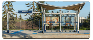 A digital reproduction of artwork by Katelyn Kempthorne at a BRT station