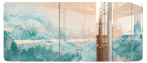 A digital reproduction of artwork by Krystelle Wurtz at a BRT station