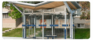 A digital reproduction of artwork by Lindy Pruitt at a BRT station
