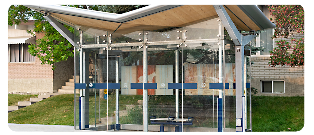 A digital reproduction of artwork by Lindy Pruitt at a BRT station