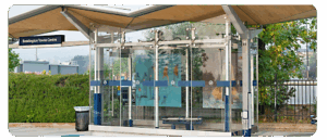 A digital reproduction of artwork by Mary Haasdyk at a BRT station