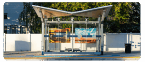 A digital reproduction of artwork by Peter Ivens at a BRT station