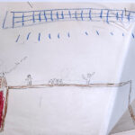 A kids drawing with a figure saying "I am a old man".