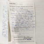 Page one of a hand written letter nominating Colonel MacLeod by Tracey Leblar