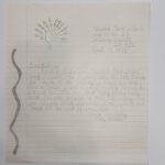 A hand-written letter from Chinook Park School on behalf of the nomination of Tom Baines for Citizen of the Century.