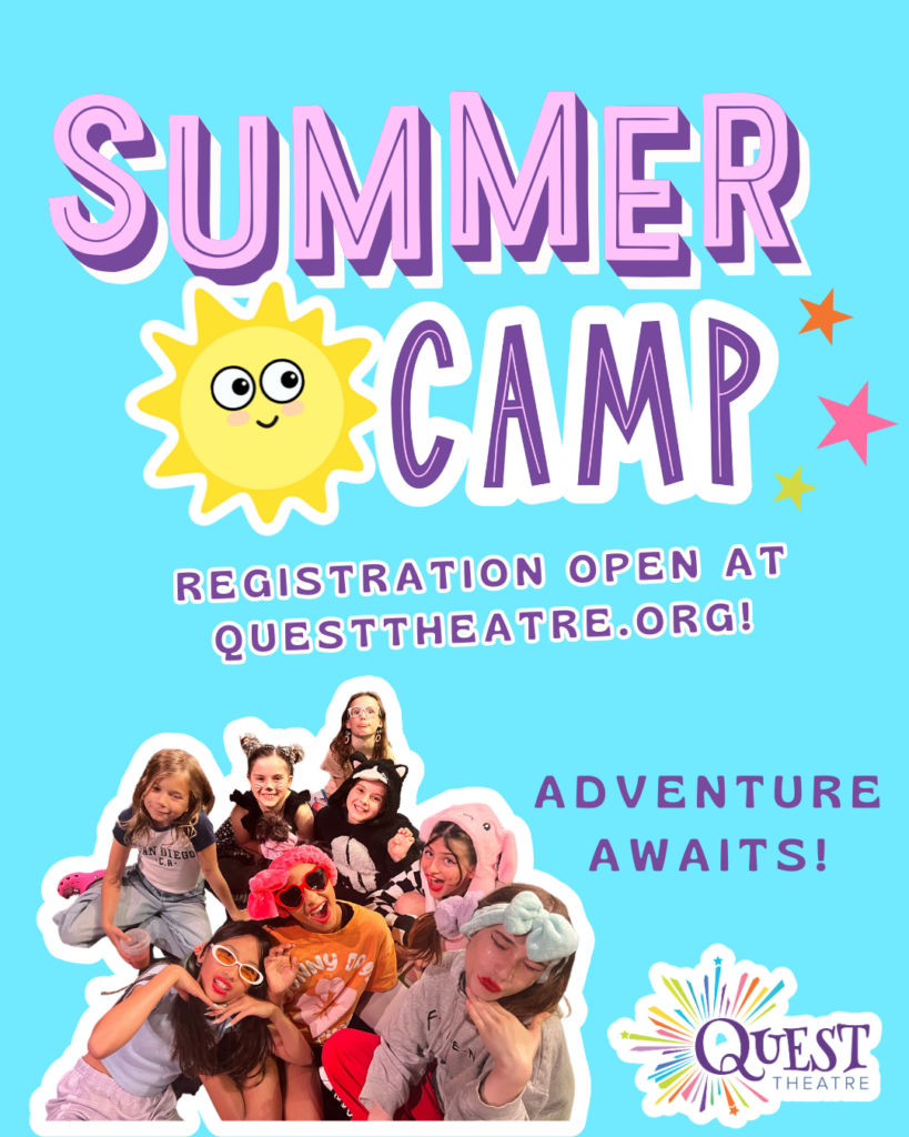 Poster by Quest Theatre in support of summer camp.