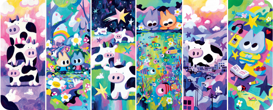 6 artwork banners for the Centre City Banners Program in a montage