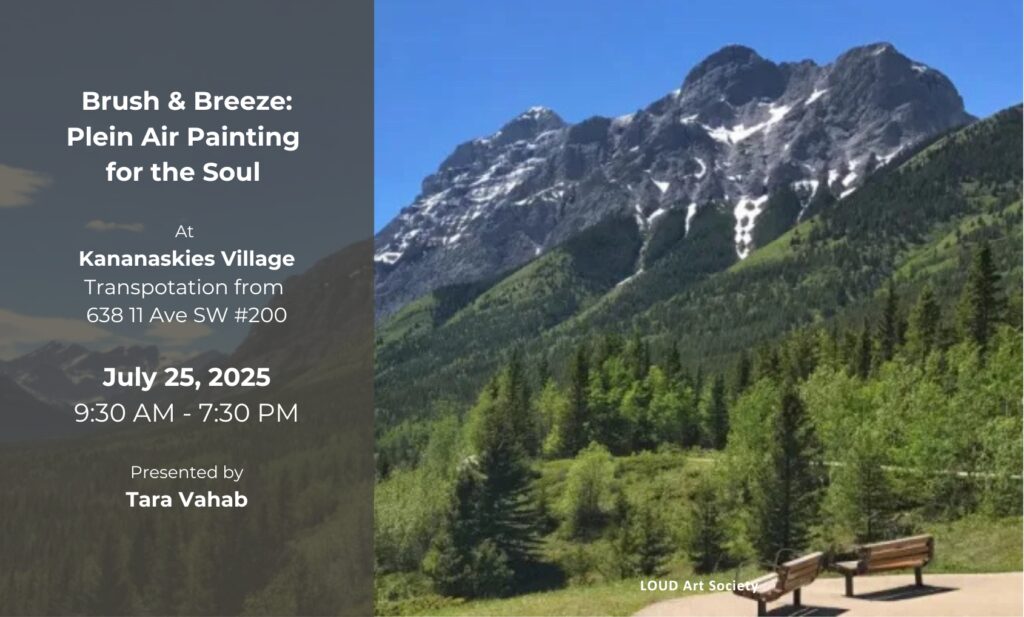 Poster for the Brush & Breeze: Plein Air Painting for the Soul workshop with LOUD Art Society on July 25, 2025.
