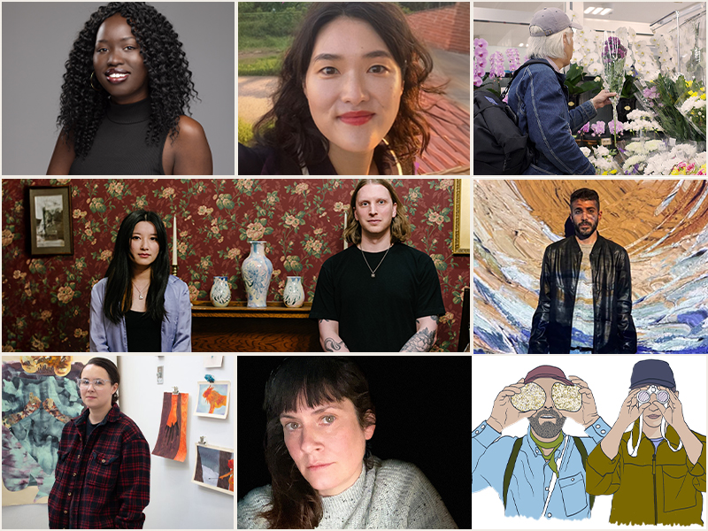 A montage of the artists, from clockwise top let: Apiow Akwai, Bomi Yook, Justin Seiji Waddell, Mao and Chris, Saeid Asgarian, Morgan Possberg, Kelly Anders and Mia + Eric