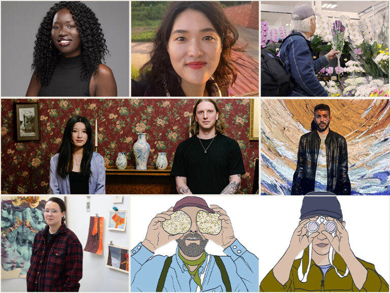 A montage of the artists, from clockwise top left: Apiow Akwai, Bomi Yook, Justin Seiji Waddell, Mao and Chris, Saeid Asgarian, Morgan Possberg and Mia + Eric