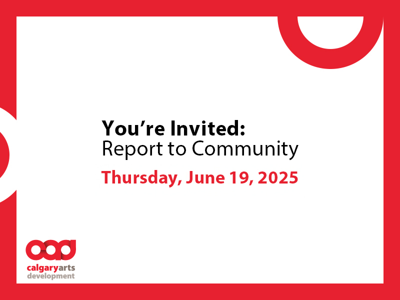 Text reading You're Invited: Report to Community Thursday, June 19, 2025