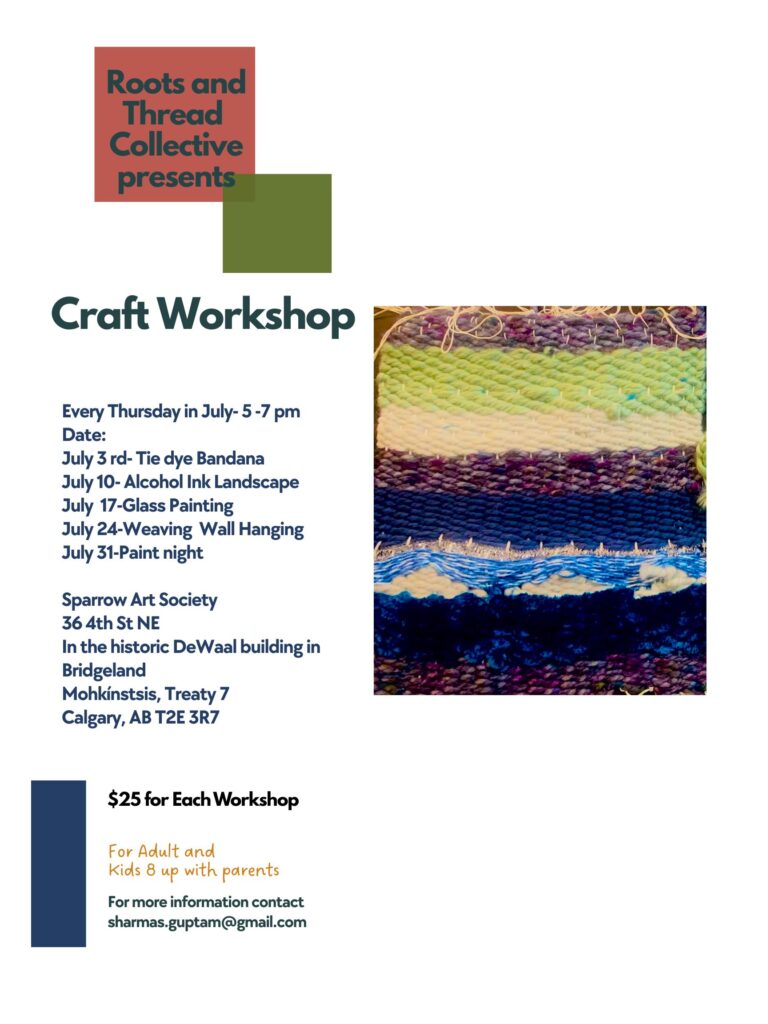 Poster for the Roots and Thread Collective, craft workshop at Sparrow Art Society