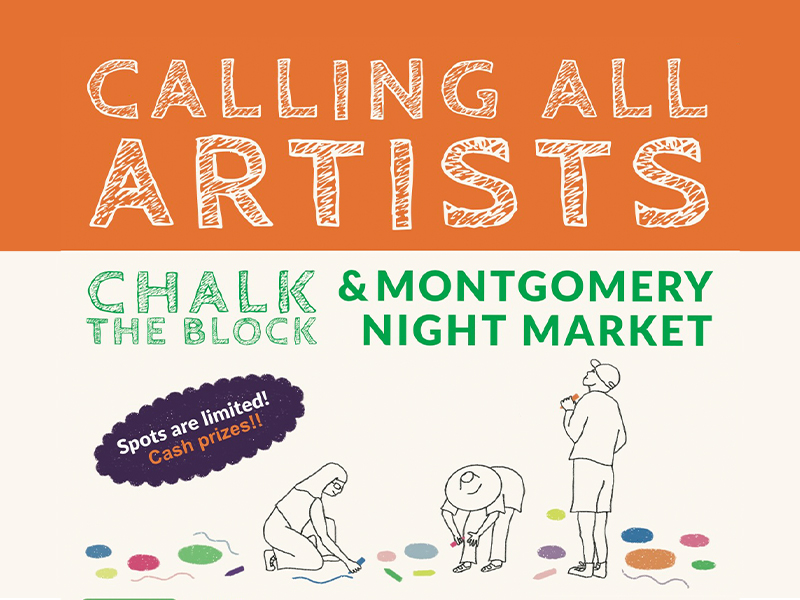 Chalk the Block graphic for the Montgomery Night Market, Calling all artists