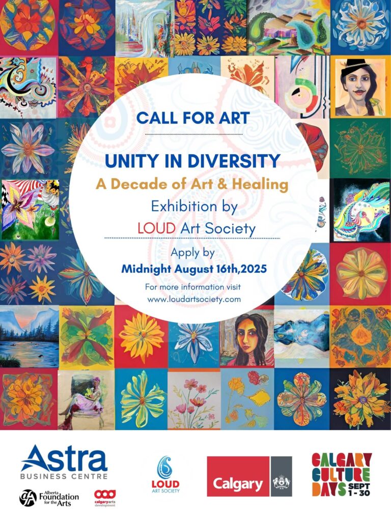 Poster for the Unity in Diversity A Decade of Art & Healing Exhibition call by LOUD Art Society. Apply by August 16, 2025